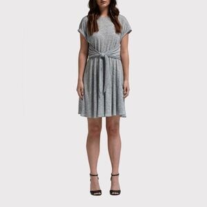 Rebecca Taylor Jersey Grey Wrap Dress 100% Linen Size Small